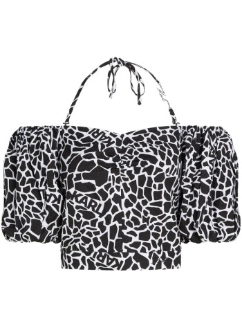 karl lagerfeld top womanlinen blend top - 241w1609 r51