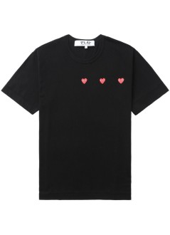 comme des garcons t-shirt manhorizontal 3 heart short sleeve t-shirt - axt337051 black
