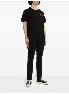 comme des garcons t-shirt manhorizontal 3 heart short sleeve t-shirt - axt337051 black
