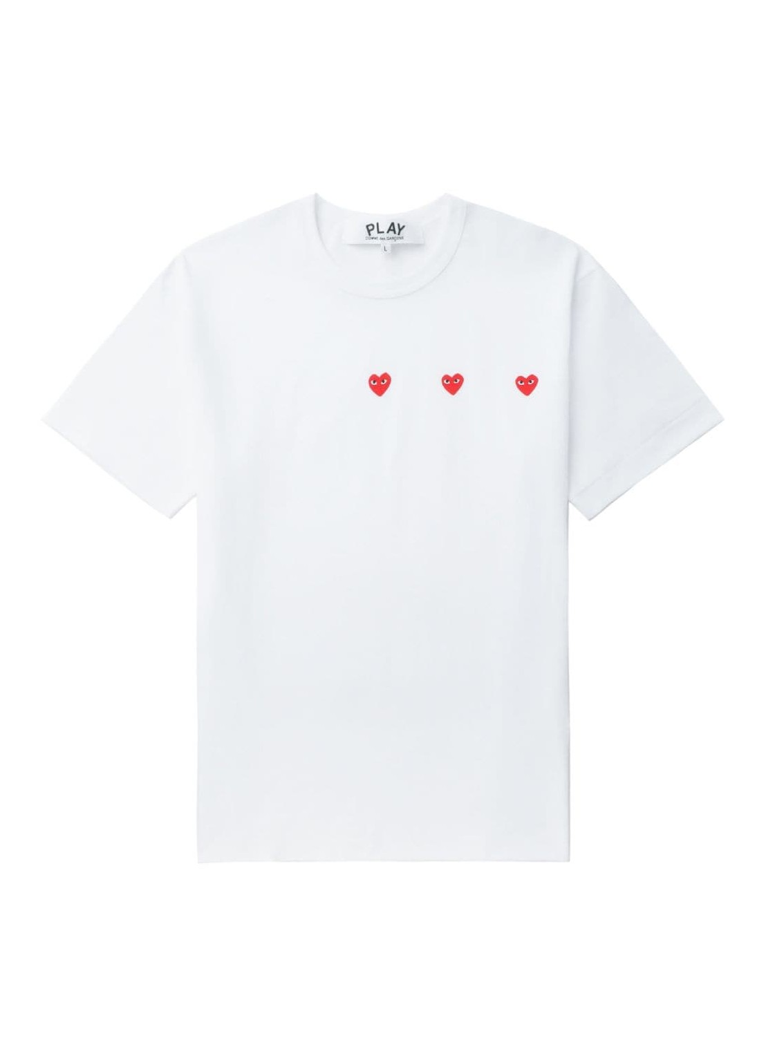 Camiseta comme des garcons t-shirt manhorizontal 3 heart short sleeve t-shirt - axt337051 white tall