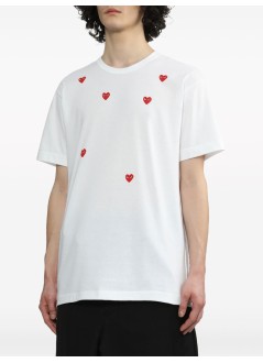 comme des garcons camiseta hombre many heart short sleeve t-shirt - axt338051 white