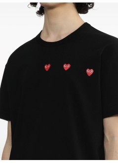 comme des garcons t-shirt manhorizontal 3 heart short sleeve t-shirt - axt337051 black