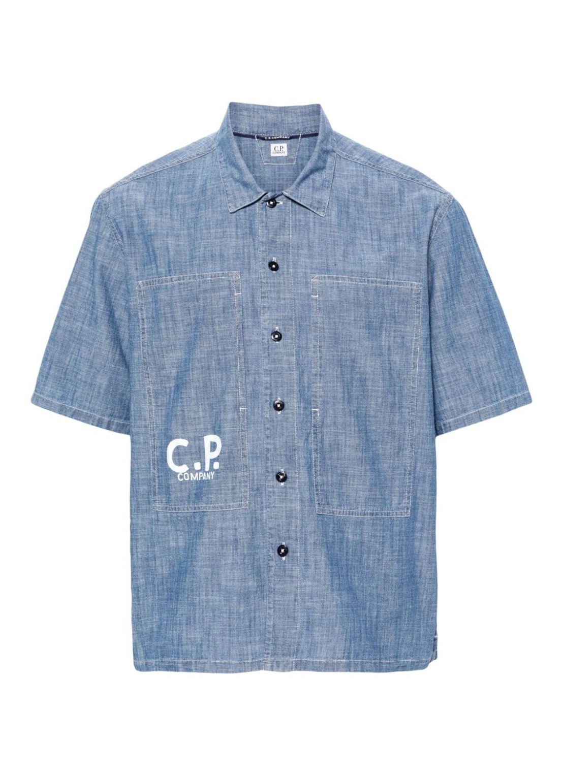 Camiseria c.p.company shirt manchambray short sleeved logo shirt - 16cmsh149a110065w d11 talla Azul
