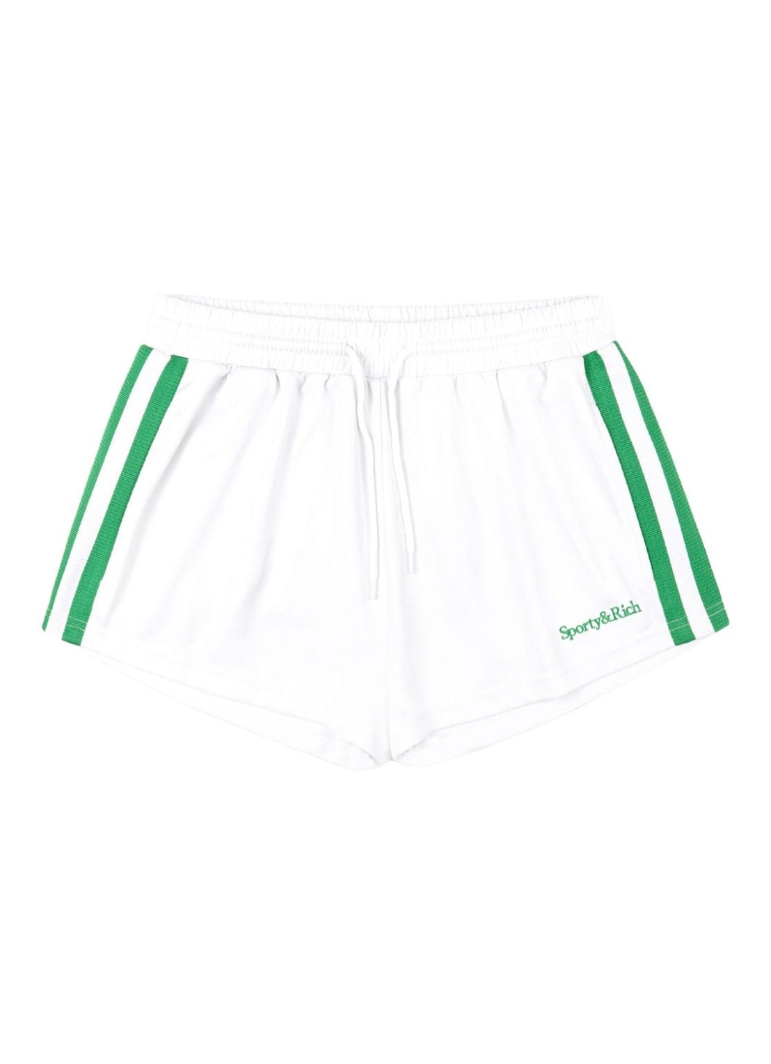 Pantalon corto sporty & rich short pant womanserif logo embroidered roller shorts - sh015s405sw whit