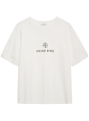 anine bing top womanjaylin tee monogram - a0810280ivy1 ivory