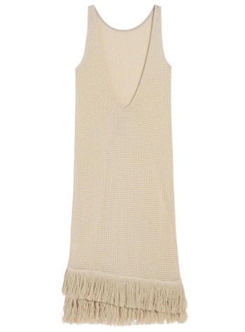 oas vestido mujer ecru ari slip net dress - 451102 ecru