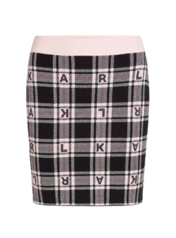 checked knit skirt
