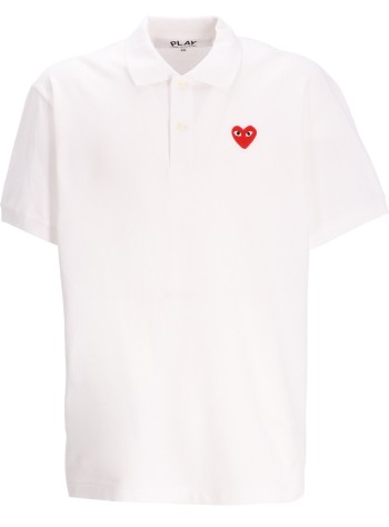 comme des garcons polo mant-shirt red emblem - axt006051 white