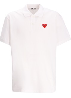 comme des garcons polo mant-shirt red emblem - axt006051 white