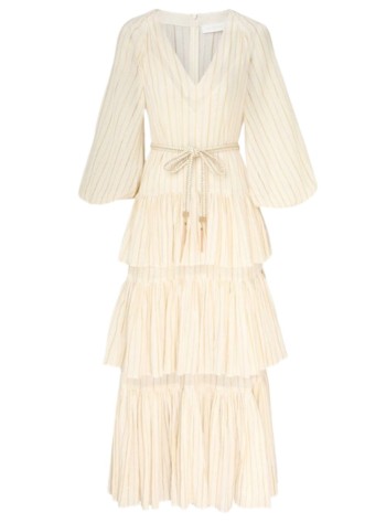 zimmermann dress womanwaverly tiered midi dress - 9859dss243 ivgo