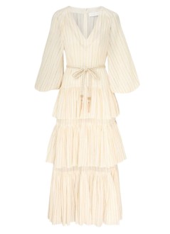 zimmermann dress womanwaverly tiered midi dress - 9859dss243 ivgo