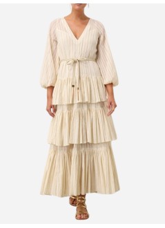 zimmermann dress womanwaverly tiered midi dress - 9859dss243 ivgo