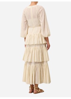 zimmermann dress womanwaverly tiered midi dress - 9859dss243 ivgo