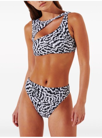 karl lagerfeld bikini bra womananimal print asymmetrical top - 241w2219 r32 2