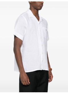 polo ralph lauren shirt manclassic fit linen camp shirt - 710938425001 white