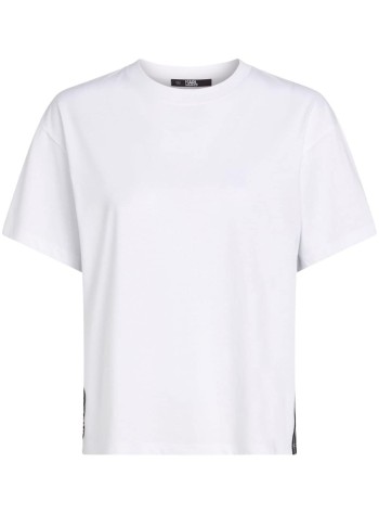 karl lagerfeld top womanlogo tape t-shirt - 245w1703 100