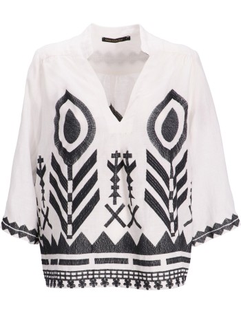 greek archaic kori t-shirt womanblouse feather 3/4 sleeve - s24k240126 116