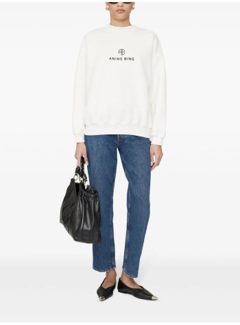 anine bing top mujer jaci sweatshirt monogram - a0810077ivy1 ivory 2