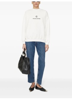 anine bing top womanjaci sweatshirt monogram - a0810077ivy1 ivory