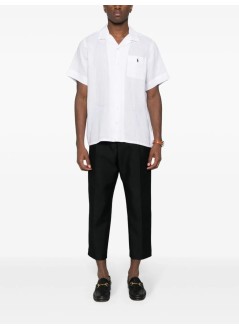 polo ralph lauren shirt manclassic fit linen camp shirt - 710938425001 white