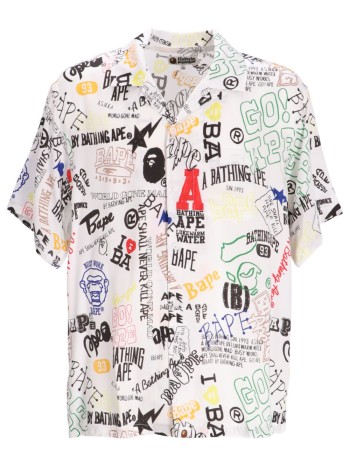 bape sudadera hombre hand draw open collar s/s shirt m - 1k30132301 wht