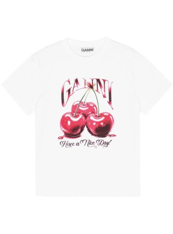 ganni top womanbasic jersey cherry relaxed t-shirt - t4004 151