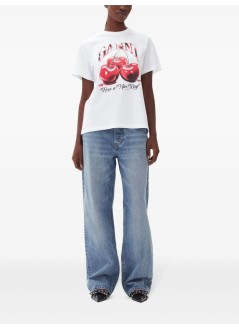ganni top womanbasic jersey cherry relaxed t-shirt - t4004 151
