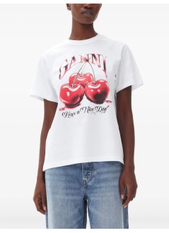 ganni top womanbasic jersey cherry relaxed t-shirt - t4004 151