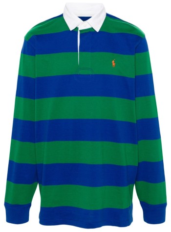 polo ralph lauren punto hombre ls rugby m3-long sleeve-knit - 710717116046 athletic green classic azure