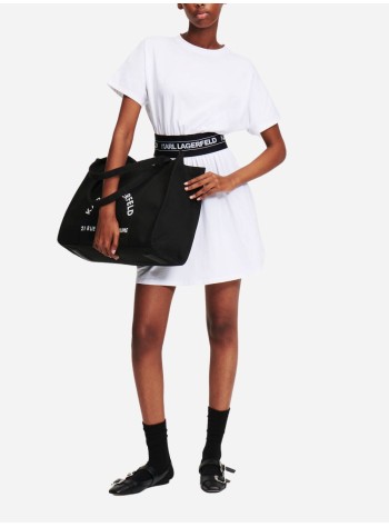 karl lagerfeld dress womanlogo tape t-shirt dress - 245w1351 100 2