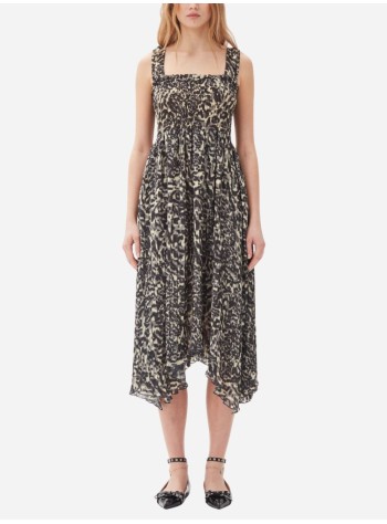 ganni dress womanpleated georgette smock midi strap dress - f9552 198 2