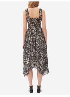 ganni vestido mujer pleated georgette smock midi strap dress - f9552 198