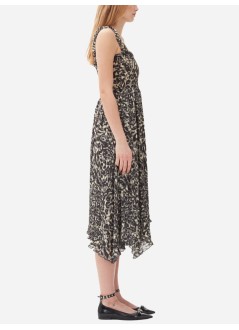 ganni vestido mujer pleated georgette smock midi strap dress - f9552 198