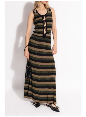 ganni falda mujer mini ribbed merino maxi skirt - k2292 999 2