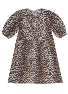 ganni dress womanprinted cotton tie string mini dress - f9758 943
