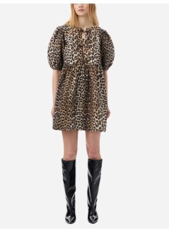 ganni dress womanprinted cotton tie string mini dress - f9758 943