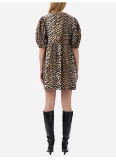 ganni dress womanprinted cotton tie string mini dress - f9758 943