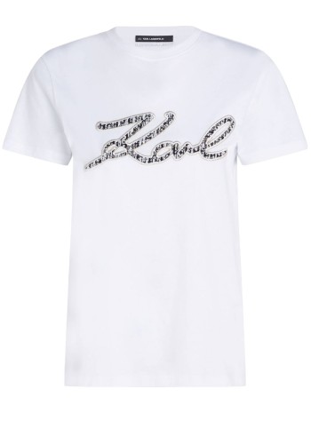 karl lagerfeld top womanboucle karl signature t-shirt - 246w1715 100