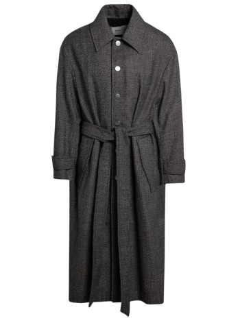 ami outerwear hombre belted hooded coat - hco414wv0056 2004