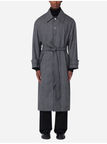 ami outerwear hombre belted hooded coat - hco414wv0056 2004 2