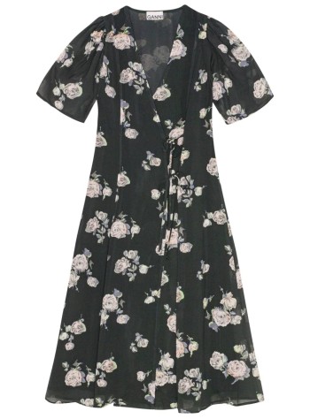 ganni dress womanfluid crepe wrap midi dress - f9504 771