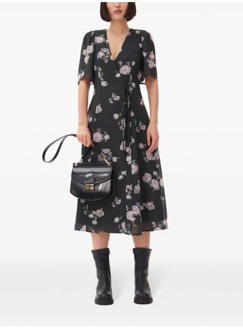 ganni dress womanfluid crepe wrap midi dress - f9504 771 2