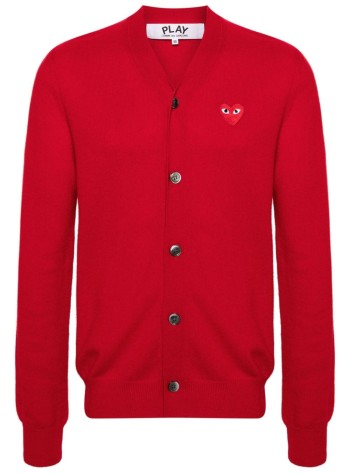 V-neck Cardigan Red Emblem