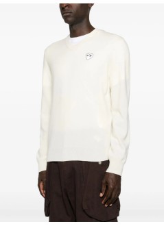 comme des garcons punto hombre play white heart pullover natural color - axn064051 natural