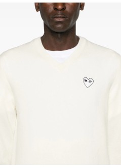 comme des garcons punto hombre play white heart pullover natural color - axn064051 natural