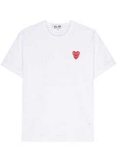 comme des garcons t-shirt mant-shirt double red emblem - axt288051 white