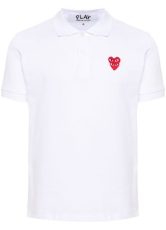 comme des garcons polo hombre t-shirt double red emblem - axt290051 white
