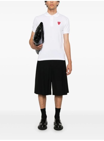 comme des garcons polo mant-shirt double red emblem - axt290051 white 2