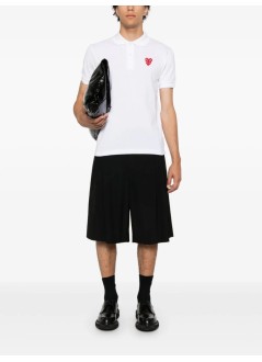 comme des garcons polo hombre t-shirt double red emblem - axt290051 white