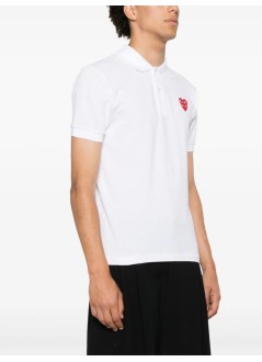 comme des garcons polo hombre t-shirt double red emblem - axt290051 white